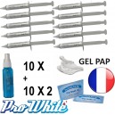 Pack PAP 10 kits: 10x10ML gel PAP Fabriqué france + 10 gouttières + 20 lingettes + 1 spray 60ML 